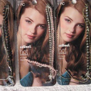 Scunci Hot Streaks Clip In 8" Beads Diamonds Chain Extension Hair Comb Clip Pin